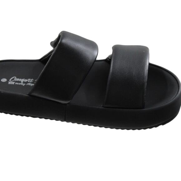 Women Sandals Unbranded Women Wide Strap Black Sandals Size 7 - Picture 1 of 7